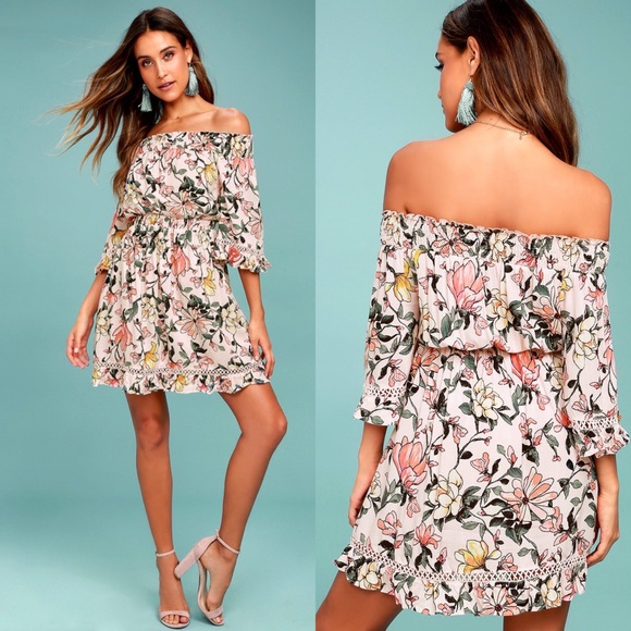 Lulus Dresses & Skirts - Lulus Hello Darling Blush Off-the-Shoulder Dress M